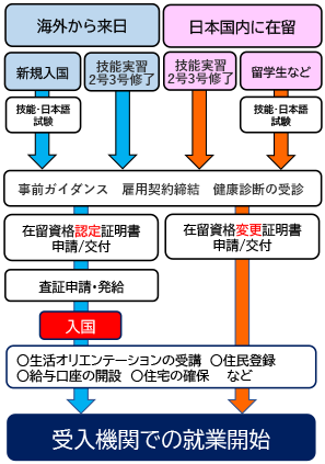 特定技能１号 受け入れ手続きの流れ